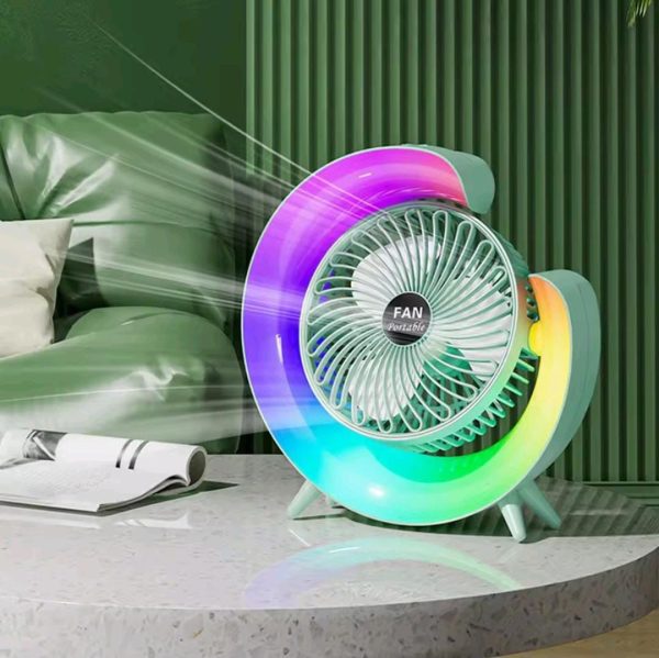 7 colors LED atmosphere light mini electric fan